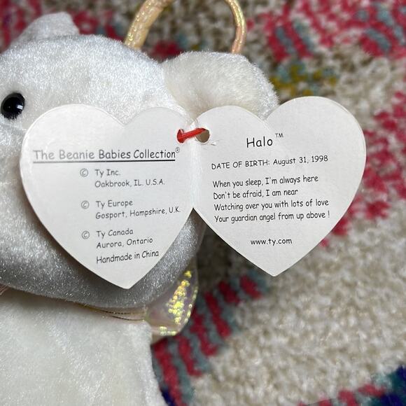 Rare Ty Original Beanie Baby Halo 1998 with Brown Nose - Picture 7 of 10